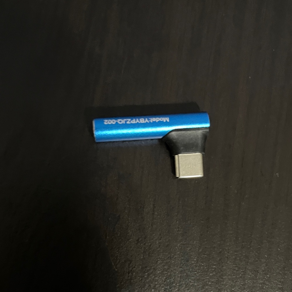 New Headphones to USB-C Adapter Metallic Blue and Black Computer Phone Audio